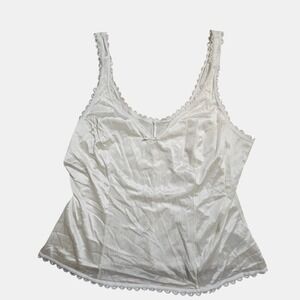 Adonna‎ Satin Lace Trim Cami Top 38 Antron III Nylon Lingerie Slip Coquette VTG
